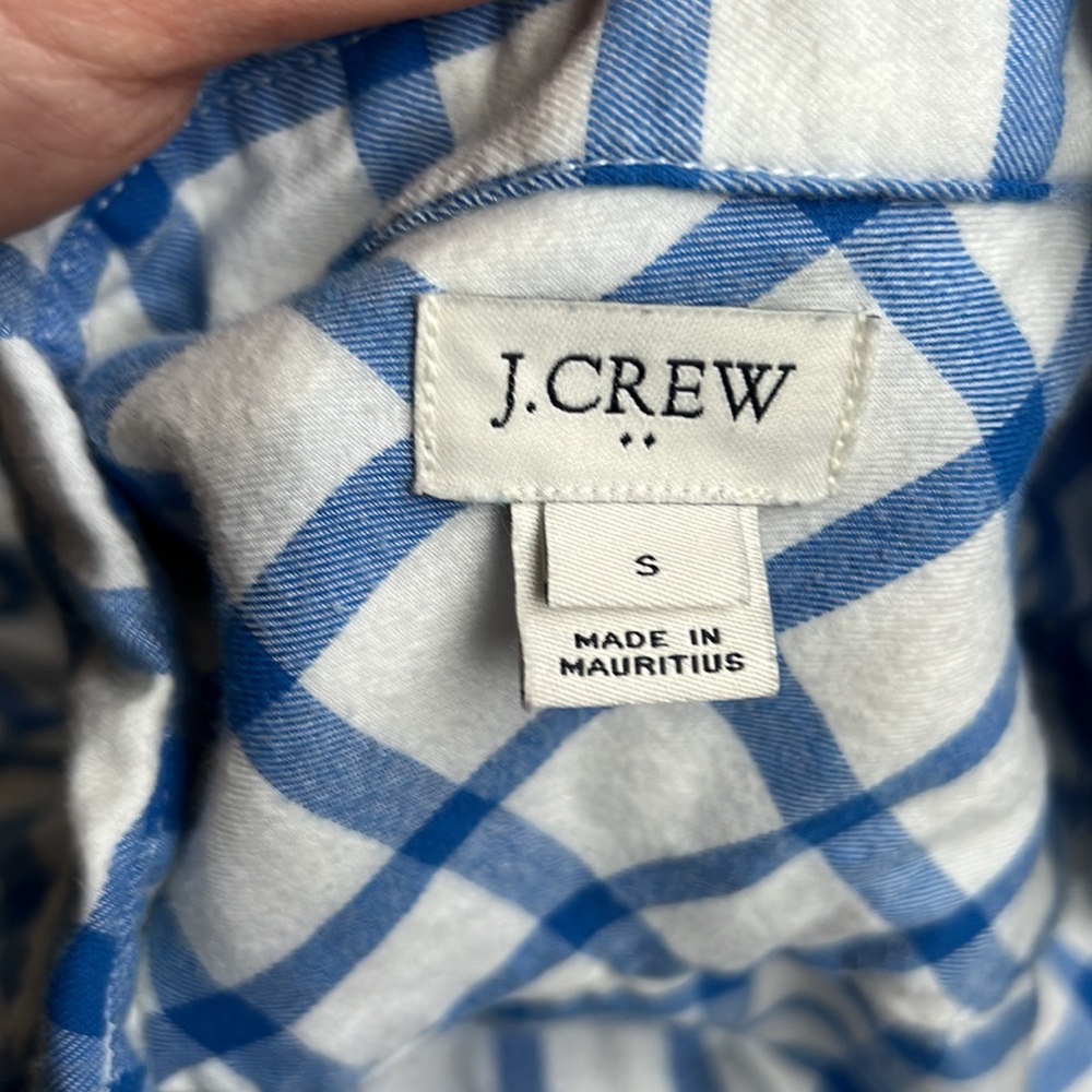 J. CREW - white blue window pane flannel - Picture 4 of 4